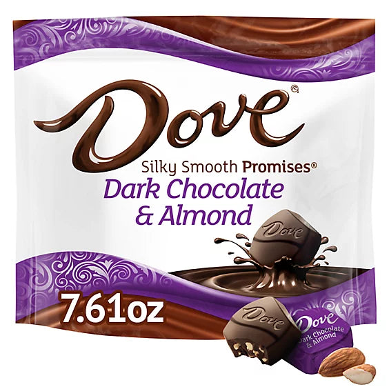 Dove Promises Dark Chocolate Almond Individually Wrapped Candy Bag - 7.61 Oz