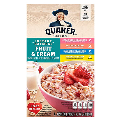 Quaker Instant Oatmeal Fruit & Cream Variety - 8.4 Oz